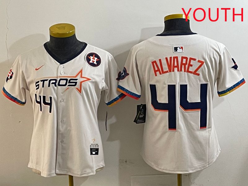 Youth Houston Astros 44 Alvarez Cream Fourth generation Joint Name Nike 2025 MLB Jersey style 5